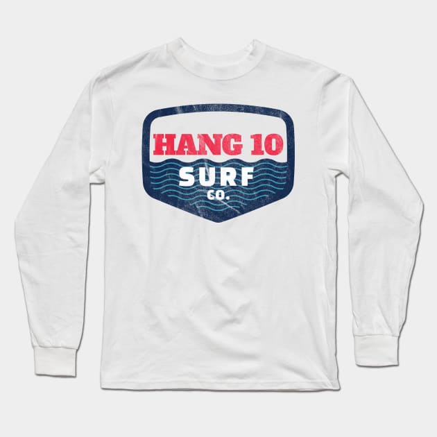lucidghost Hang 10 Surf Co Retro Distressed Surfer Shirt from The 60s Long Sleeve T Shirt